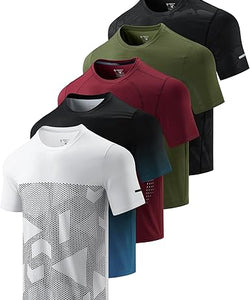 Gym Workout 5 Pack Men’s Active Quick Dry Crew Neck T Shirts
